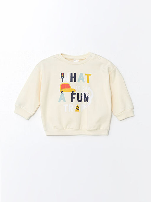 Bisiklet Yaka Uzun Kollu Bask?l? Erkek Bebek Sweatshirt ve E?ofman Alt 2li Tak?m - Waikiki фото 2