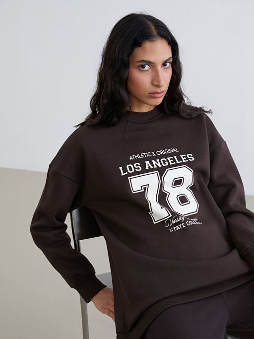 Los Angeles Bask?l? Kad?n Kal?n Sweatshirt Tunik