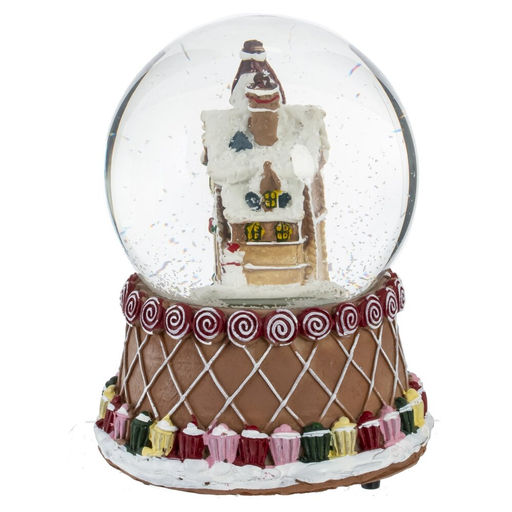 Фигурка декор в стекл шаре "Пряник" (подсв, муз, вьюга, AAAх3 н/п), D 9.5 см, L10,5 W10,5 H15 см