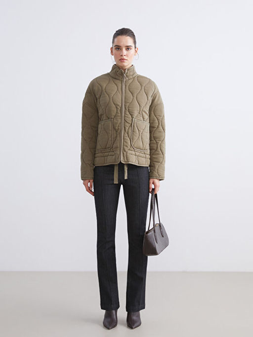 Dik Yaka Kapitone Oversize Kad?n Mont