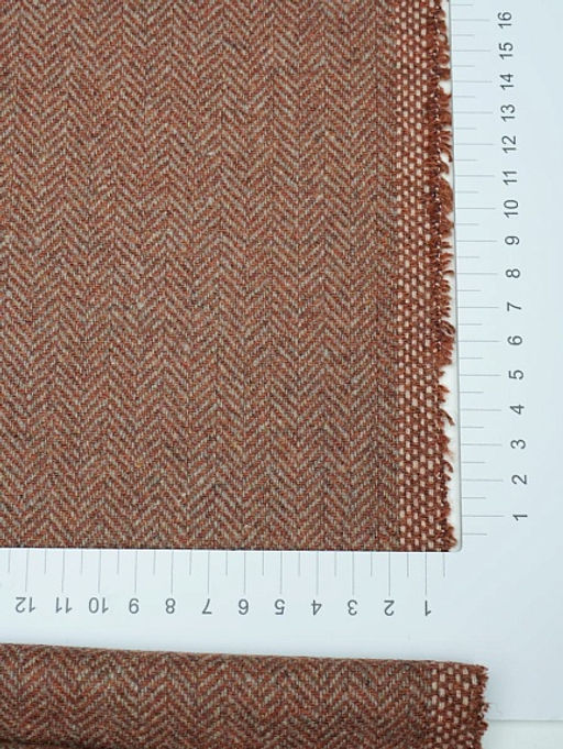 Шерсть пальтово-костюмная Твид Елочка цв.корица/бежевый, ш.1.5м, шерсть-50%, п/э-50%, 310гр/м.кв - Купава фото 15