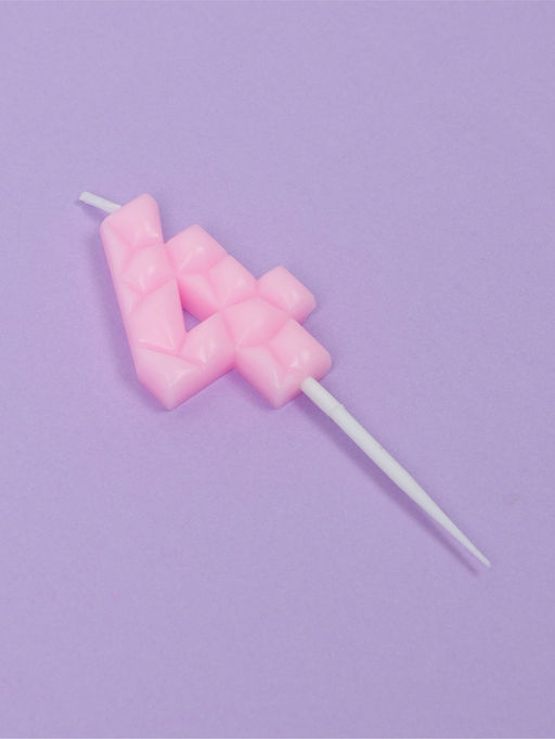 Цена за 3 шт. Свеча для торта «Цифра 4», светло-розовая