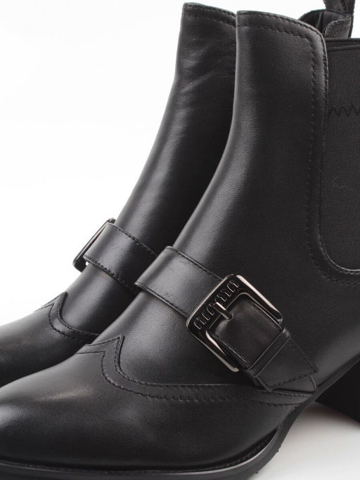 01-J4B-9A BLACK Ботинки "Челси" демисезонные женские (натуральная кожа, байка)