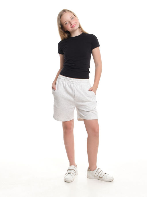 Футболка для девочки скимс для школы с коротким рукавом 22-7694 черный - Mini maxi фото 5