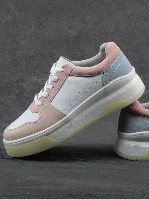 03-YG453-1 WHITE/PINK/BEIGE/LT. BLUE Кроссовки женские (натуральная кожа) - Фабричный китай фото 18