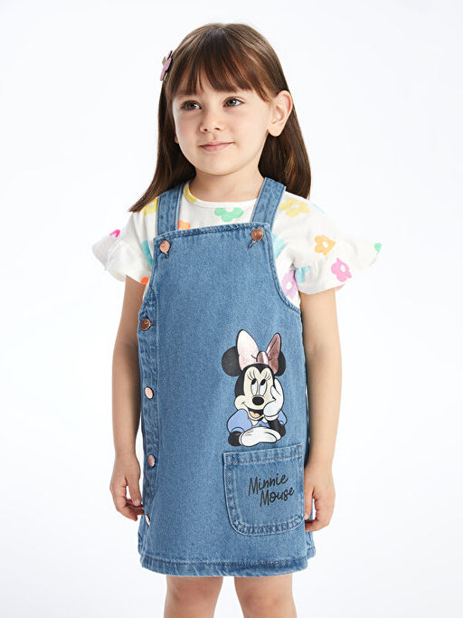 Kare Yaka Minnie Mouse Bask?l? K?z Bebek Jean Elbise - Waikiki фото 2