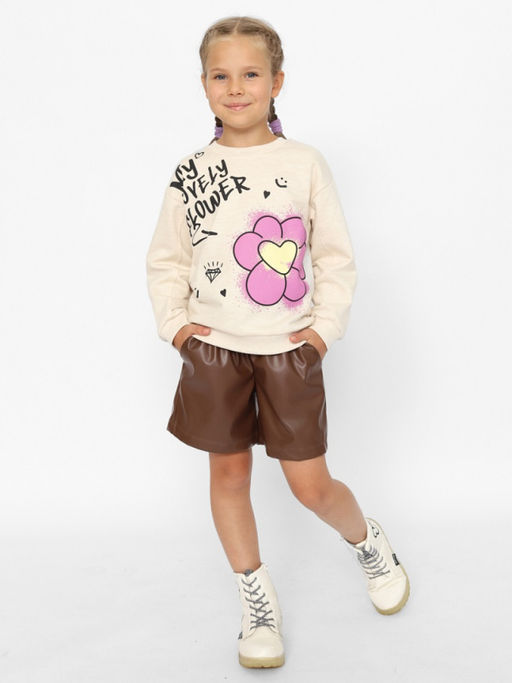 CRB wear/CWKG 63727-13-389 Джемпер для девочки,бежевый меланж/Ex.Cherubino фото 2