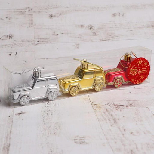 Ёлочные игрушки 3 шт. Зимнее волшебство. Драйв пластик, 7.53.5 см, МИКС фото 2