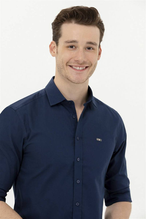 Мужская темно-синяя базовая рубашка с длинным рукавом Неожиданная скидка в корзине - U.s. polo assn фото 3