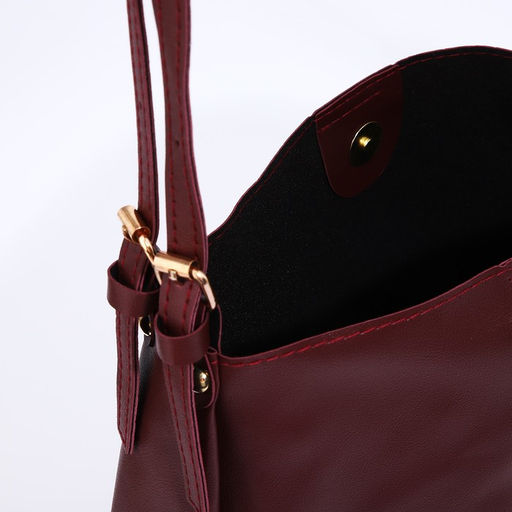 Сумка-мешок на кнопке, цвет бордовый - Simaland фото 8