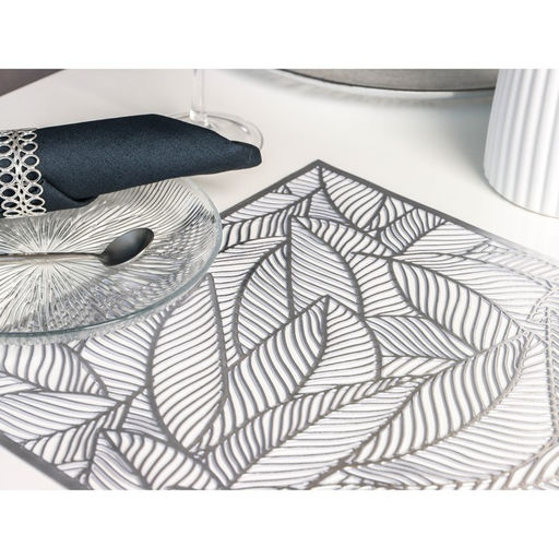 Цена за 6 шт. Салфетка сервировочная на стол Доляна «Листопад», 45×30 см, серебряная