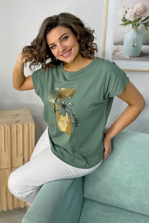 Футболка Rumoda 2054 зеленый+золото/короткий рукав  фото 3