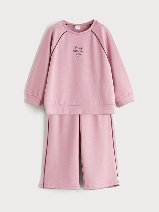 Bisiklet Yaka K?z ?ocuk Sweatshirt ve E?ofman Alt?