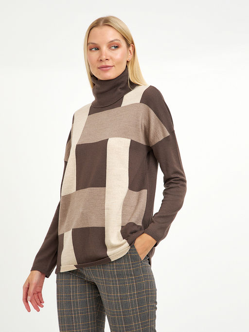 водолазка женская из шерсти в крупную клетку - Glenfield фото 3