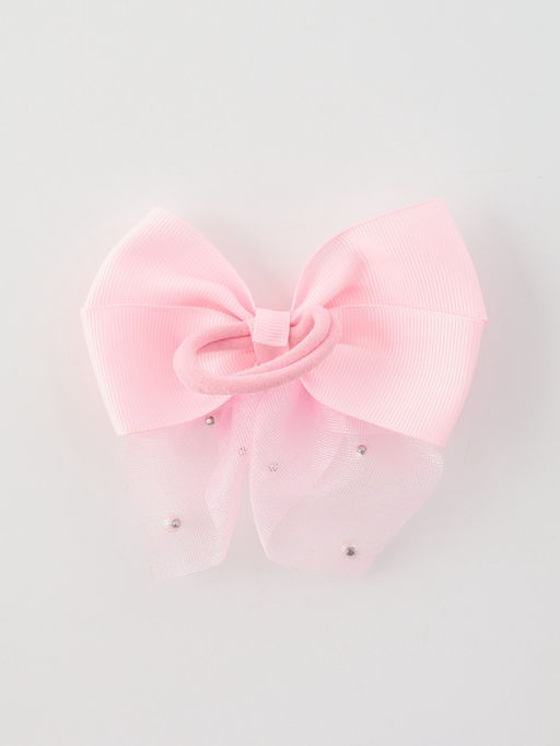 Цена за 6 шт. Бант для волос на резинке «Бантик Лили с блёстками», 10×8 см, розовый