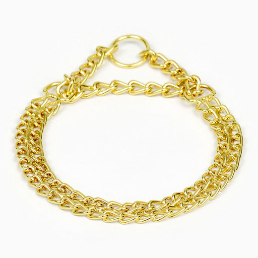 Ошейник - полуудавка металлический двухрядный, 40 см, толщина проволоки 2 мм, золотистый - Пижон фото 2