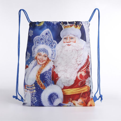 Мешок новогодний на шнурке, цвет синий/разноцветный - Simaland фото 2