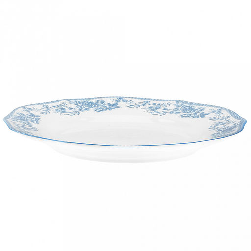"Утренняя лазурь" Тарелка мелкая фарфоровая д267мм, h30мм, волнистый край, отводка, белый (Китай)