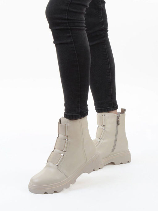 04-M2-706 BEIGE Ботинки зимние женские (натуральная кожа, натуральный мех)