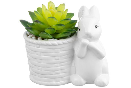 Кашпо Elan Gallery Зайчонок с цветком керамика 11×7,5×10 см  фото 11
