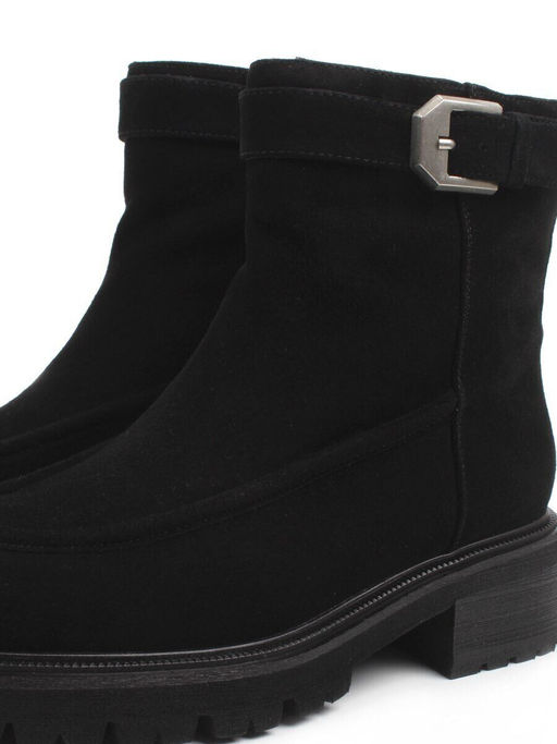 01-A51-4B BLACK Ботинки демисезонные женские (натуральная замша, байка)