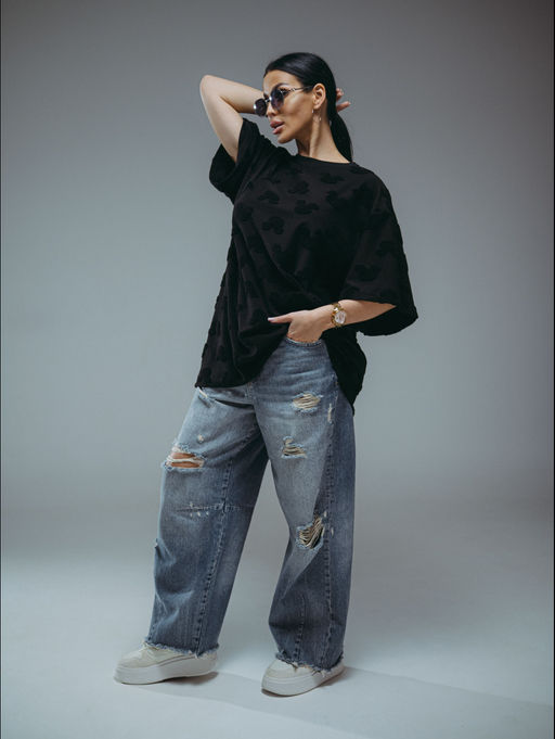 Ирбис футболка женская (махра Микки черный)