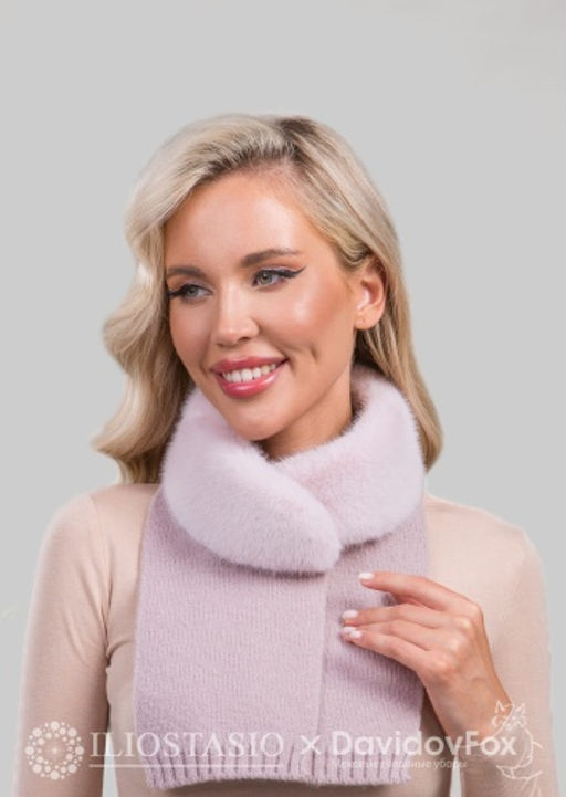 Шарф-воротник экомех розовый жемчуг