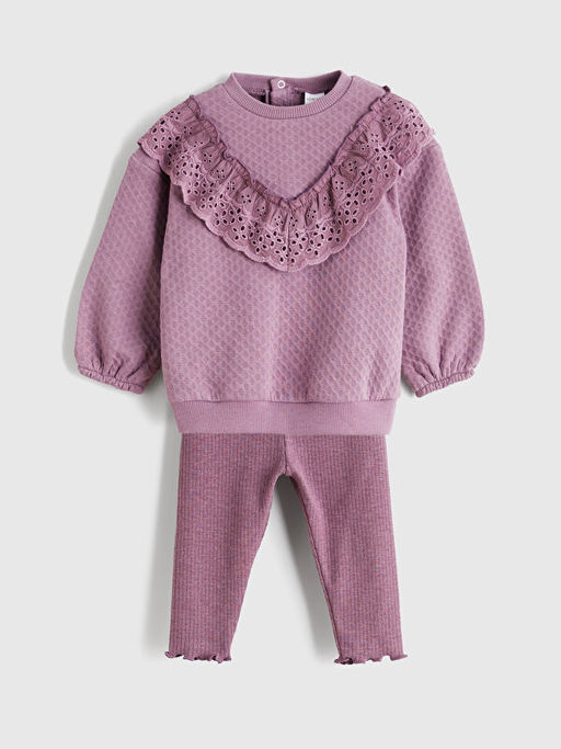 Bisiklet Yaka K?z Bebek Sweatshirt ve Tayt