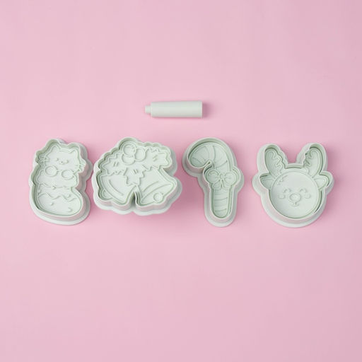 Плунжеры и печати кондитерские Доляна Новый год, 2 в 1, набор 4 шт., пластик, белые