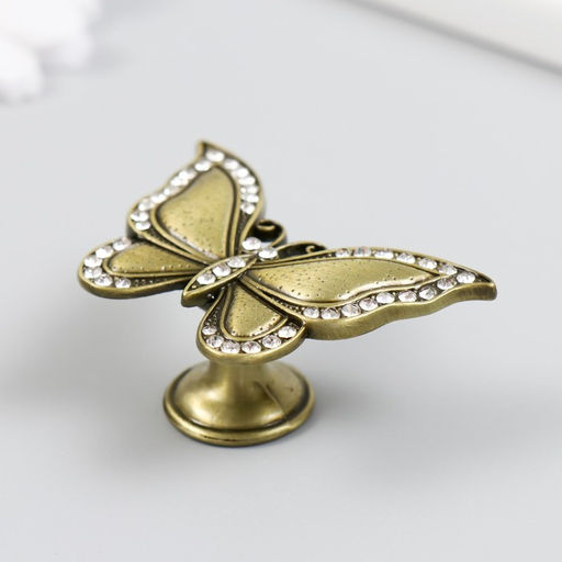 Ручка для шкатулки металл Бабочка стразы, бронза 3,6х5,5х2,2 см - Simaland фото 2
