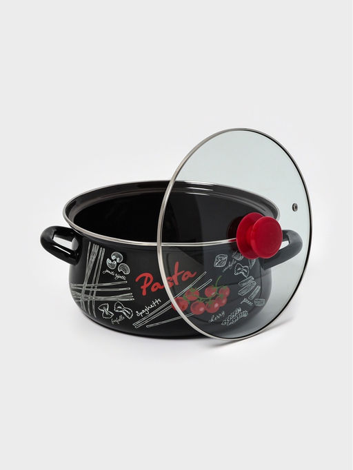 Кастрюля эмалированная «Болоньезе», 4 л, d=26.2 см, чёрная