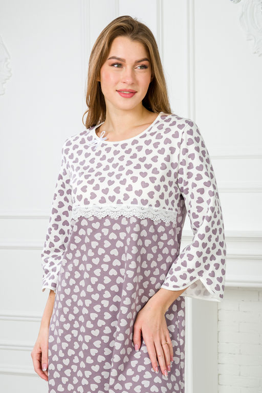 Ночная сорочка женская из футера Капучино сердца - Амадэль фото 7