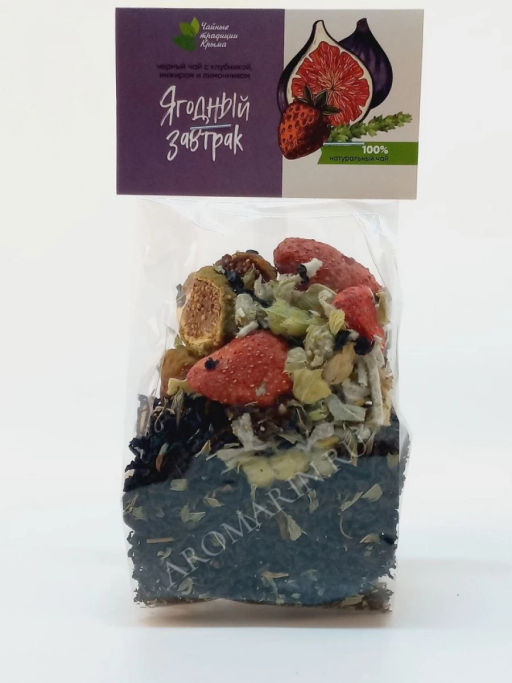 Черный чай ЯГОДНЫЙ ЗАВТРАК (клубника+инжир+лимонник), 60 г