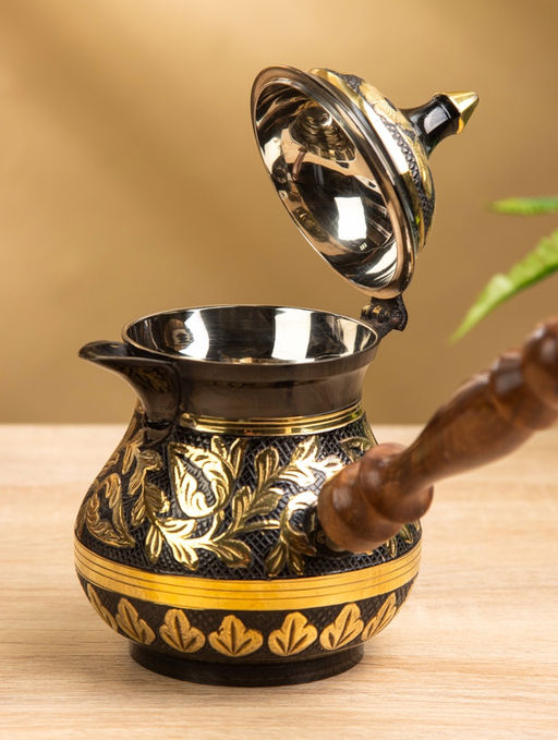 Цена за 2 шт. Турка Чёрное золото, 400 мл, латунь, с крышкой и деревянной ручкой - Simaland фото 5