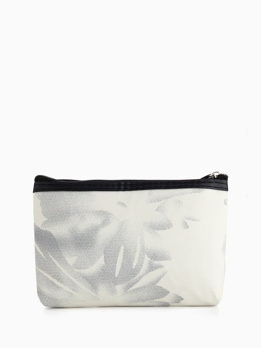 Косметичка на молнии плоская, с принтом, белая