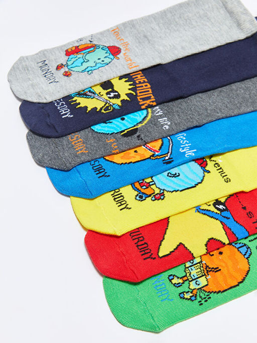 Desenli Erkek ?ocuk Soket ?orap 7li - Waikiki фото 3