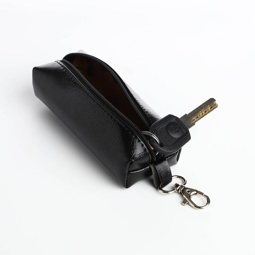 Ключница карманная, на молнии, с карабином, размер 12×5×3 см, чёрная