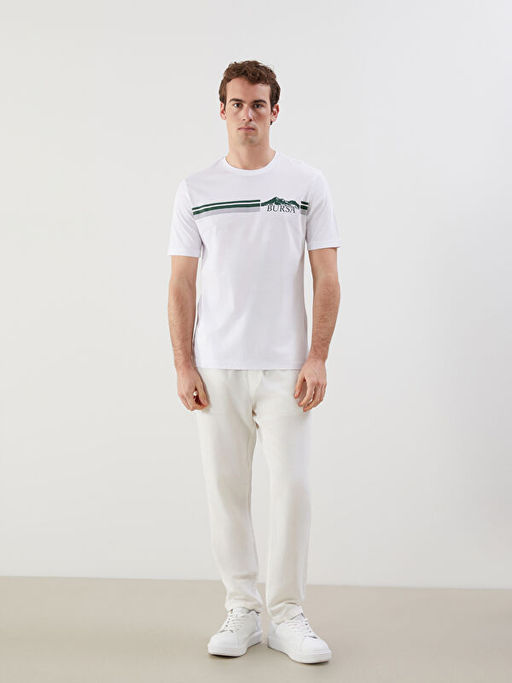 Bisiklet Yaka Bursa Bask?l? Penye Erkek Ti??rt