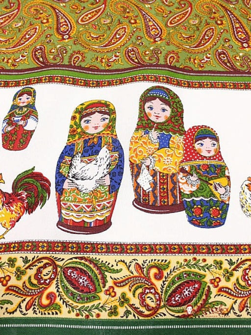 Рогожка Матрешки восточные огурцы цв.кленовый зеленый, ш.1.5м, хлопок-100%, 160гр/м.кв - Купава фото 5
