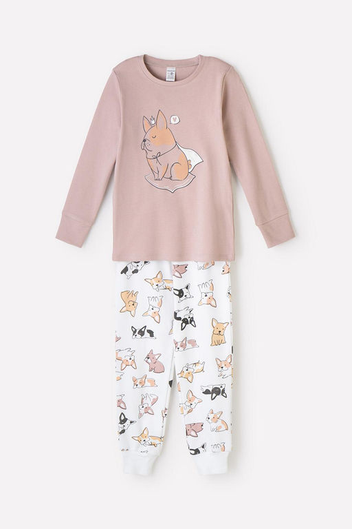 К 1541/24/кофейный,мопсы на сахаре пижама дет