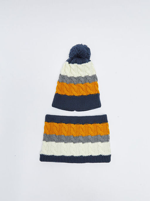 Renk Bloklu Ponponlu Erkek ?ocuk Bere ve Boyunluk - Waikiki фото 2