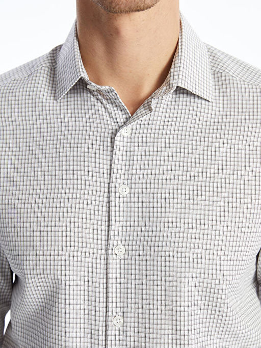 Slim Fit Uzun Kollu Ekose Gabardin Erkek G?mlek