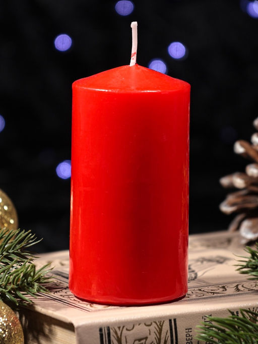 Свеча-цилиндр с накаткой «Лошадь в подкове», 50×100 мм, красная