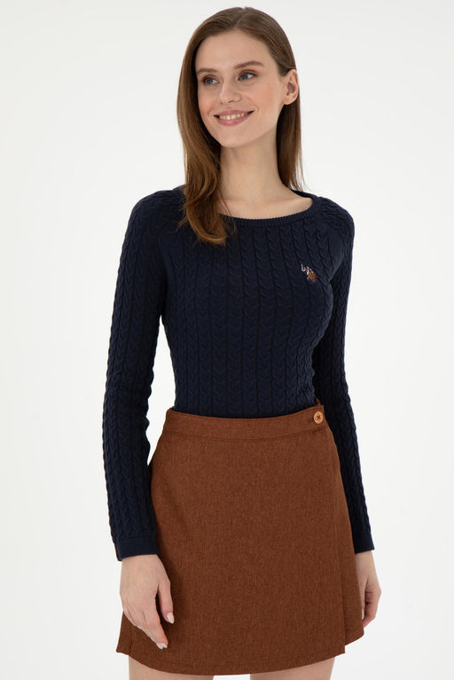 Женский темно-синий базовый свитер с круглым вырезом Неожиданная скидка в корзине - U.s. polo assn фото 3