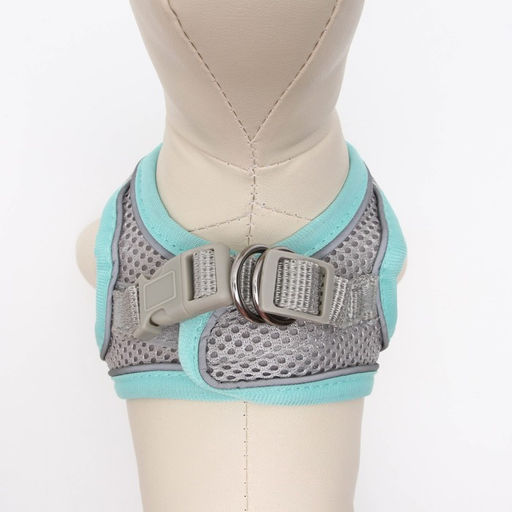 Комплект с мягкой шлейкой, быстросъемный, XS, поводок 150 х 1,5 см, ОШ 29-32 см, ОГ 31-34 см, бирюз - Пижон фото 3