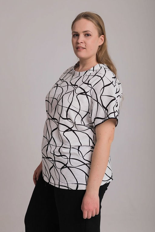 Футболка М325254бч Белый/черный - Елена фото 2