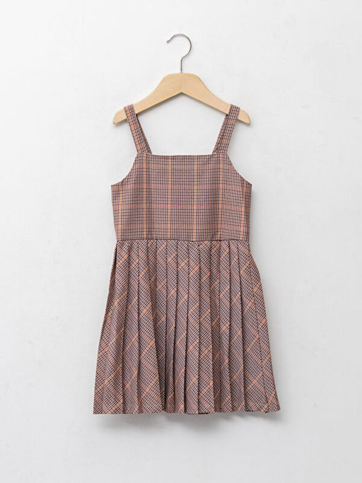 Kare Yaka Desenli Ask?l? Pileli K?z ?ocuk Elbise - Waikiki фото 2