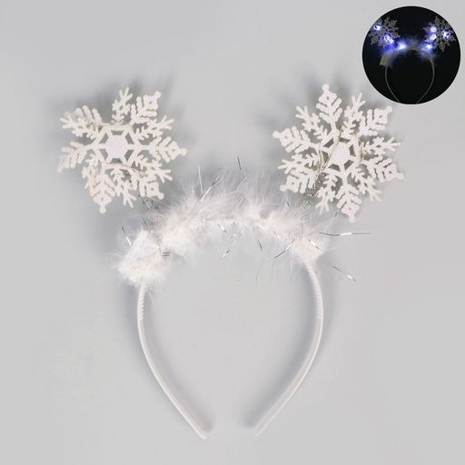 Ободок новогодний карнавальный «Снежинка» с белыми диодами