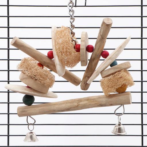 Игрушка для птиц с люфой и минеральным камнем, 20 х 15 см - Пижон фото 4