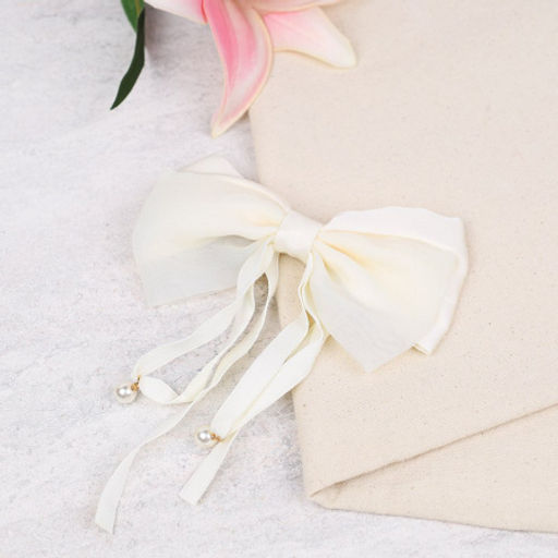 Бант-заколка для волос / MZ47-84 /уп 12/ белая - Галеонтрейд фото 3